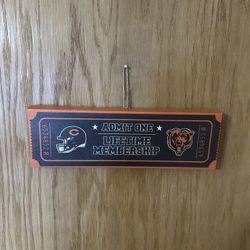 Chicago Sports Fan Football Game Ticket Blue/Orange Canvas Plaque Hanging Wall/Door Plaque 
