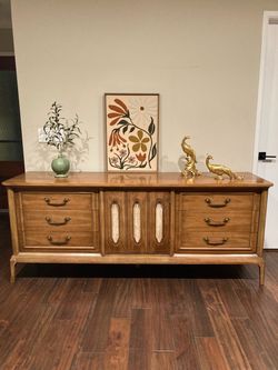 Gorgeous Mid Century Modern Walnut Nine Drawer Lowboy Dresser