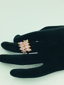 Vermeil Marquise Cut Pink CZ Ring 7.5