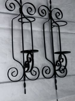 2 Mid Century Spanish Revival Gothic Metal Wall Sconce 