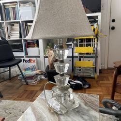 Antique Glass And Metal Lamp Rewired Modern