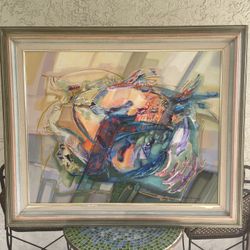 Brazilian Artist Odalva Guimaraes Abstract Painting 