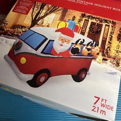 Brand New In Box Inflatable Vintage Holiday Bus V-W Holiday Time 7ft Wide Inflatable