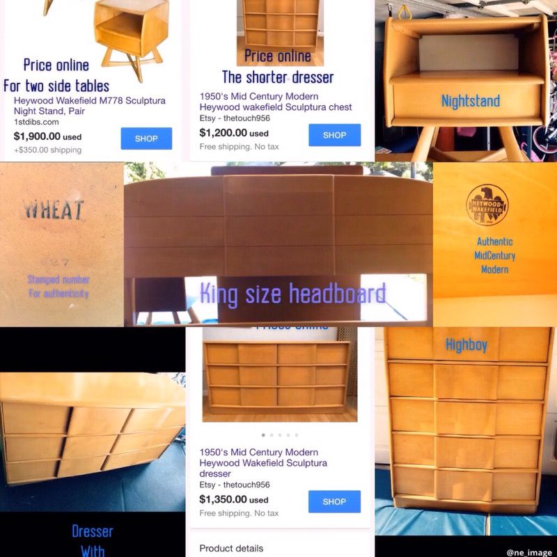 Rare Mid Century Modern Heywood Wakefield Bedroom Set