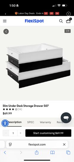 Flexispot Standing Desk Slim Under Desk Storage Drawer S07