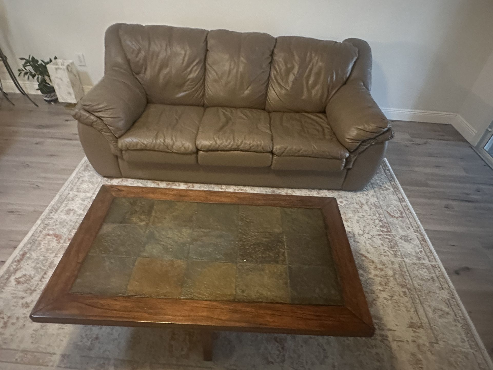  Leather Sofa And Table Great Condition 