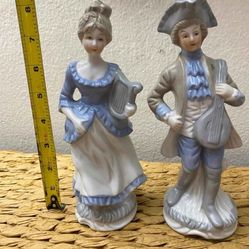 Adorno Pareja Época Porcelana Antigua 