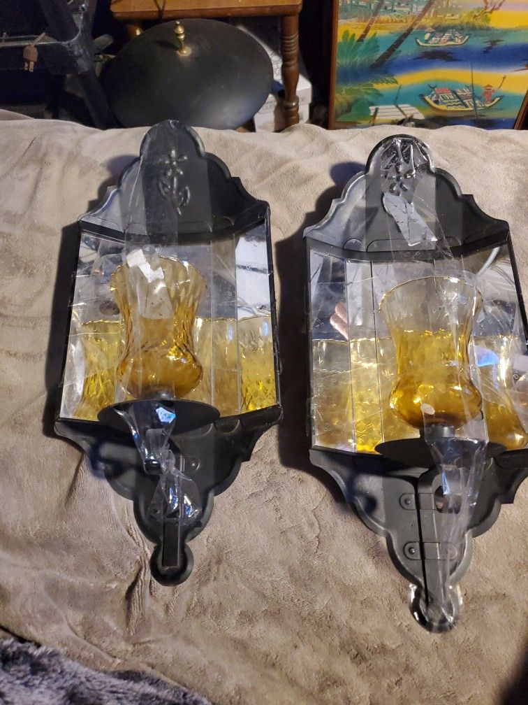 Vintage Sconce Set Of Two Candle Holder 