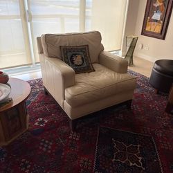 Havertys Cream Leather Armchair