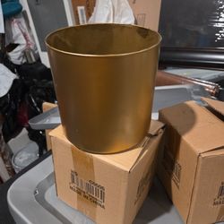 Gold Painted Glass Vase 6in Wide