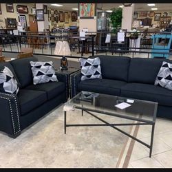 Soft Velvet Black Sofa& Loveseat 💥 New Brand🆕 2 Piece Living Room Set🖤 Fastest 🚚 