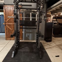 PRO SERIES Ultimate 3-1 Half Rack Functional Trainer w/Smith Machine Bar | 400lb Stack | Gym Equipment | Fitness | Commercial | Squat Rack 