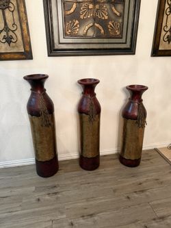 *HEAVY Large Decorative Floor Vases (Set of 3) – Rustic / Southwestern Home Decor