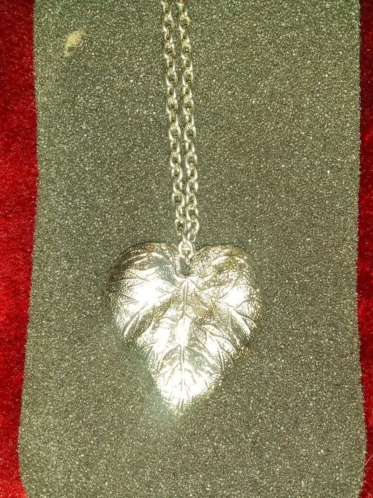 Large silver leaf pendant on silver chain