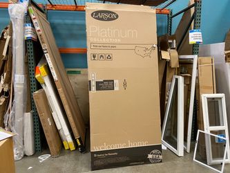 NEW! LARSON Platinum Collection Left Hinge Full Glass Door with Interchangable Screen in White Linen