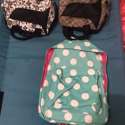 One backpack and two lunch bags