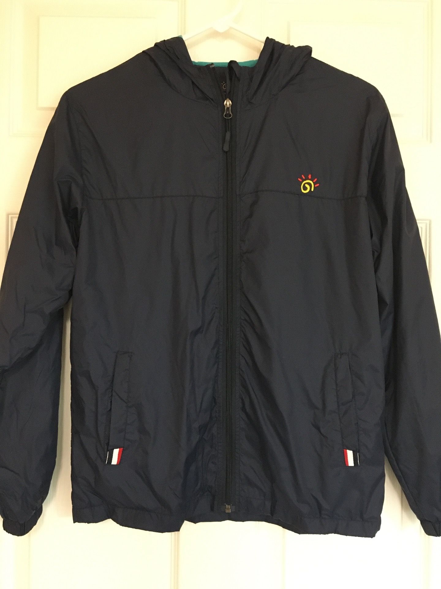 Jingle Bongala Hooded Jacket Coat 140 Sz 10 Navy Full Zip Kids Windbreaker