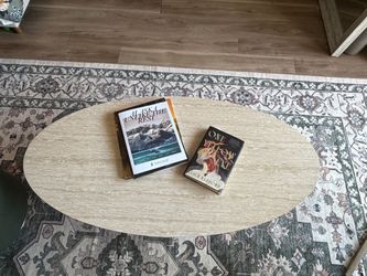Modern Travertine-Style Oval Coffee Table | Santa Monica