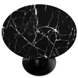 AUUXVA Black Marble Round Tablecloth With Elastic Edge Tablecloth Spill Proof Washable Table Cover For Kitchen Dining Party Outdoor Decor Fits Up 36-4