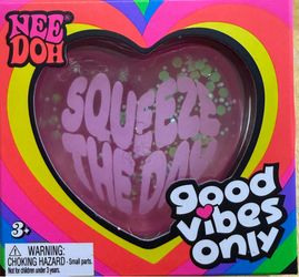 Needoh Pink Heart Squishy Toy Good Vibes Only
