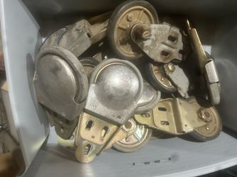 Vintage heavy duty rolling ladder wheels.