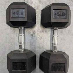 Pair Of 45 Pound Rubber Hex Brand New In The Box