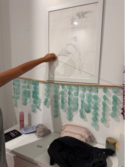 iridescent aqua capiz shell wall accent