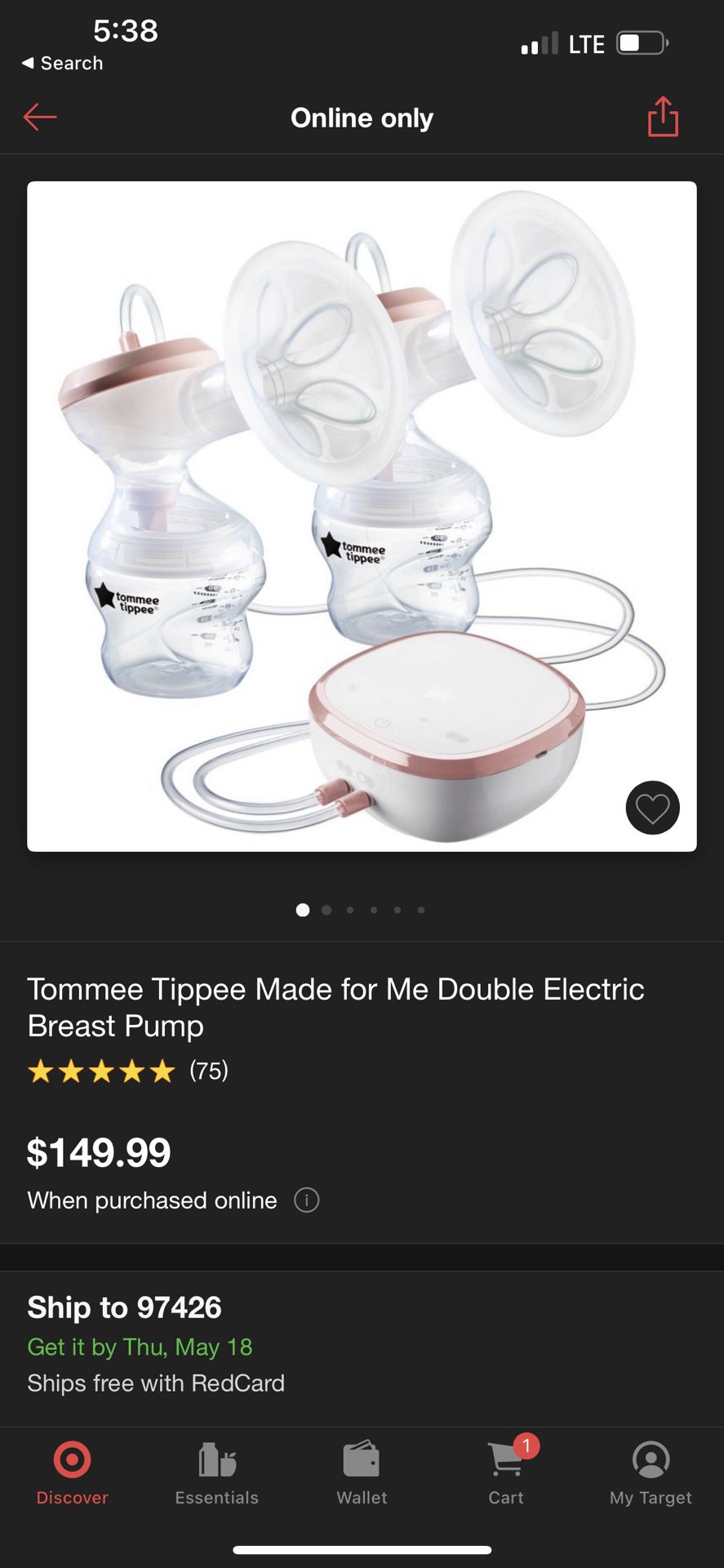 Tommee Tippee Made for Me Double Electric Breast Pump 