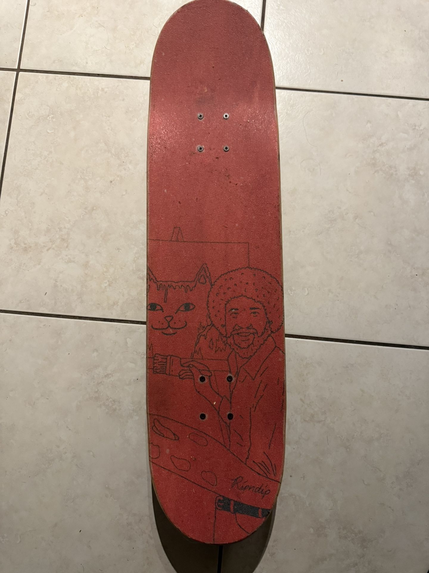Skate Board With Bob Ross Deck