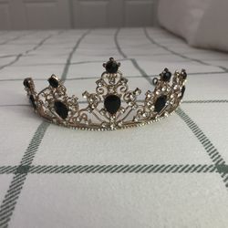 Gold Tiara With Black And White Stones