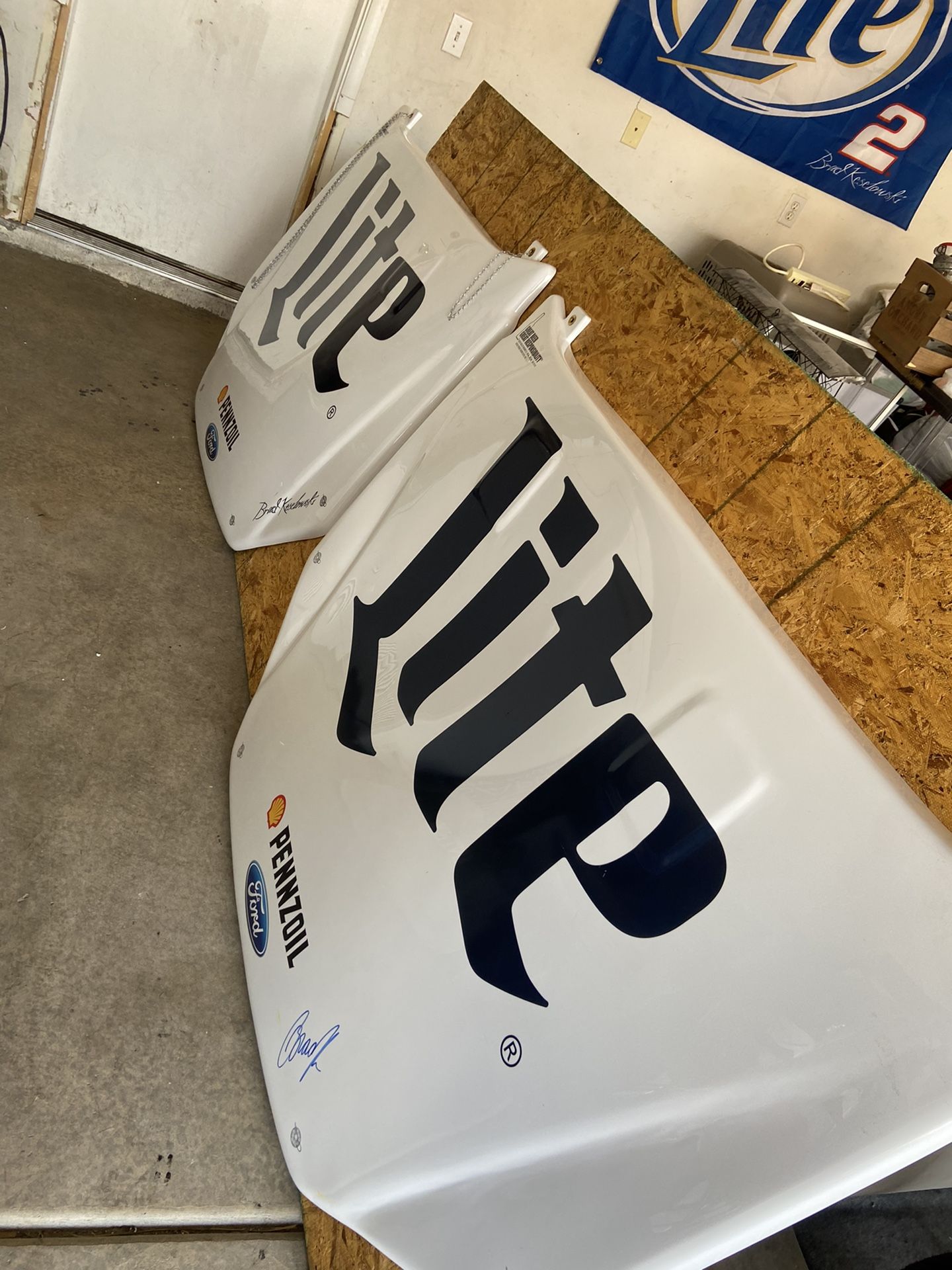 Miller Lite Decorative NASCAR Hood Signed By Brad Keselowski