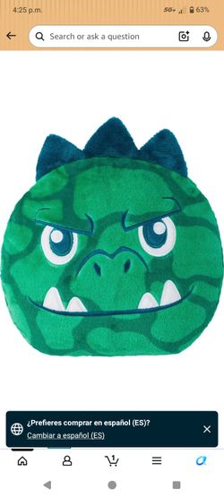Green Dinosaur Plush Throw Pillow