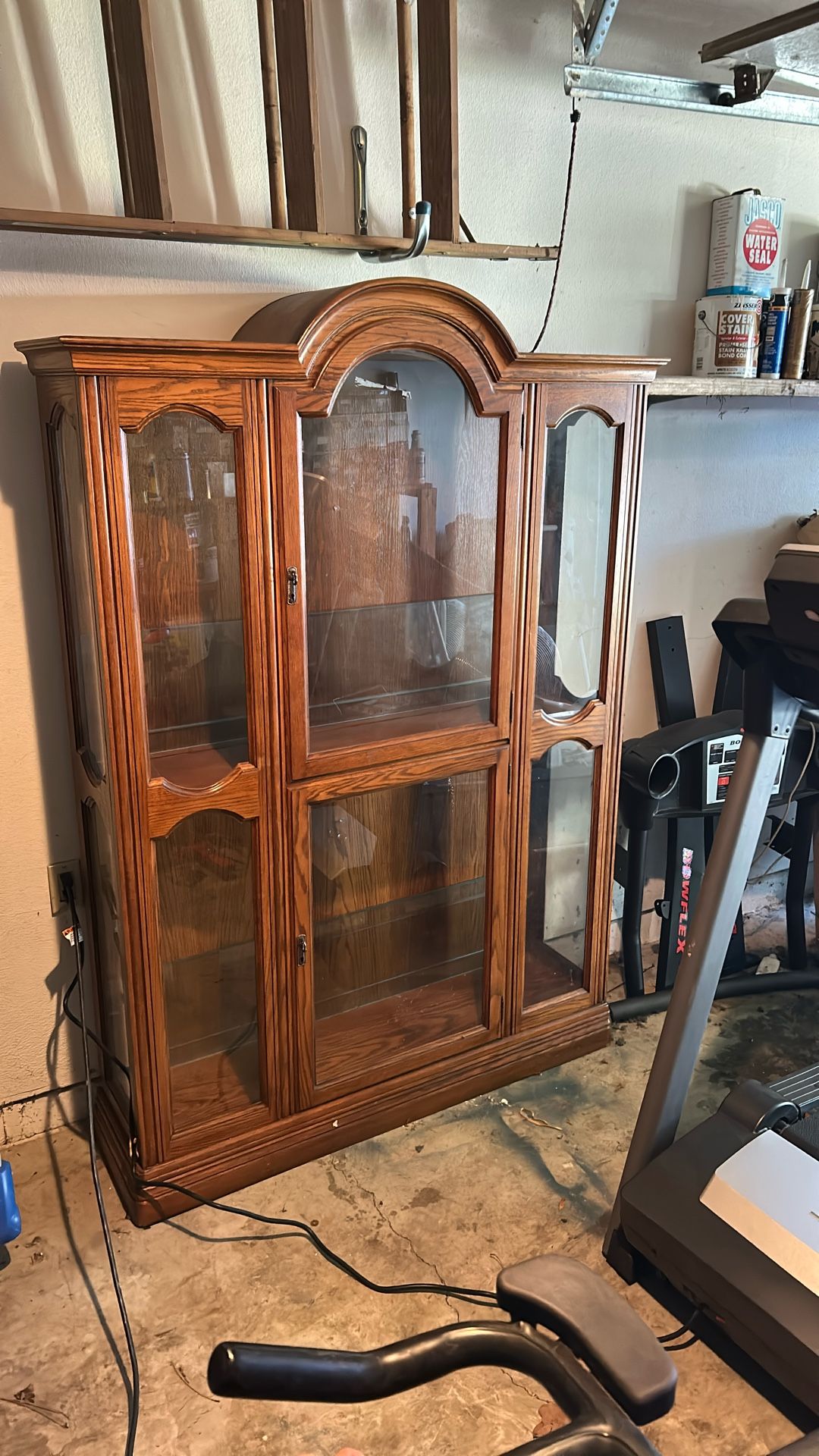 Lighted Dark Oak China Cabinet W/Glass Shelves