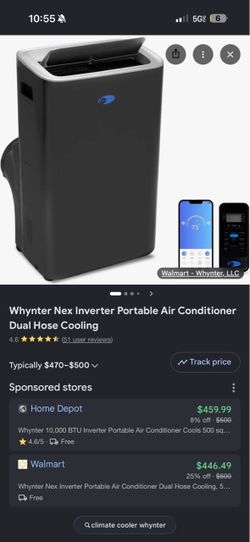 Whynter Nex Inverter Portable Air Conditioner Dual Hose