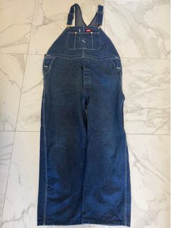 Vintage Dickies Men Denim Bib Overalls Workwear Blue Size 46x30 Made In USA
