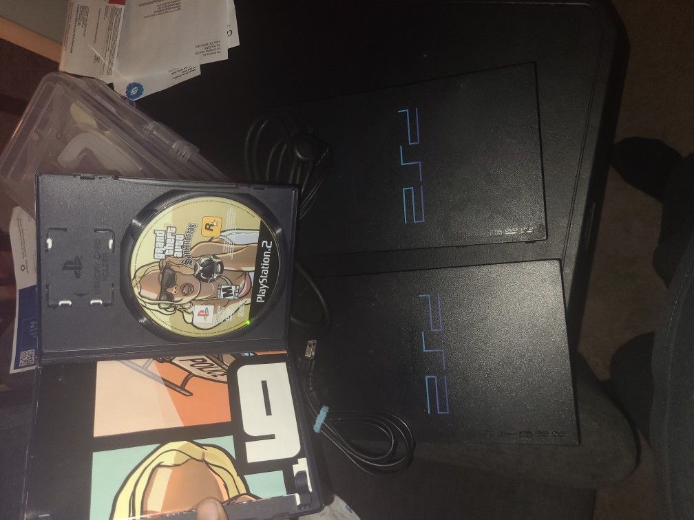 Ps2 With Cords And Game