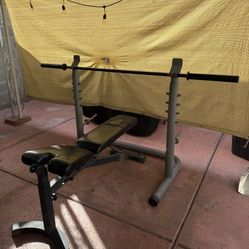 Squat Rack Weight Bench And Bar 