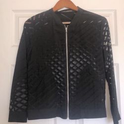 Zara Basic black Striped Sheer Bomber