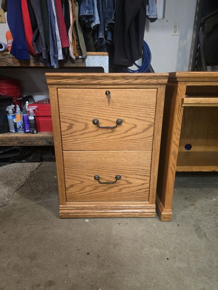 Solid oak filing cabinet