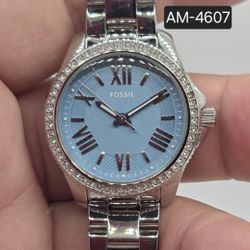 Fossil Women's Watch Silver-Light Blue New Battery🔋😎✅️