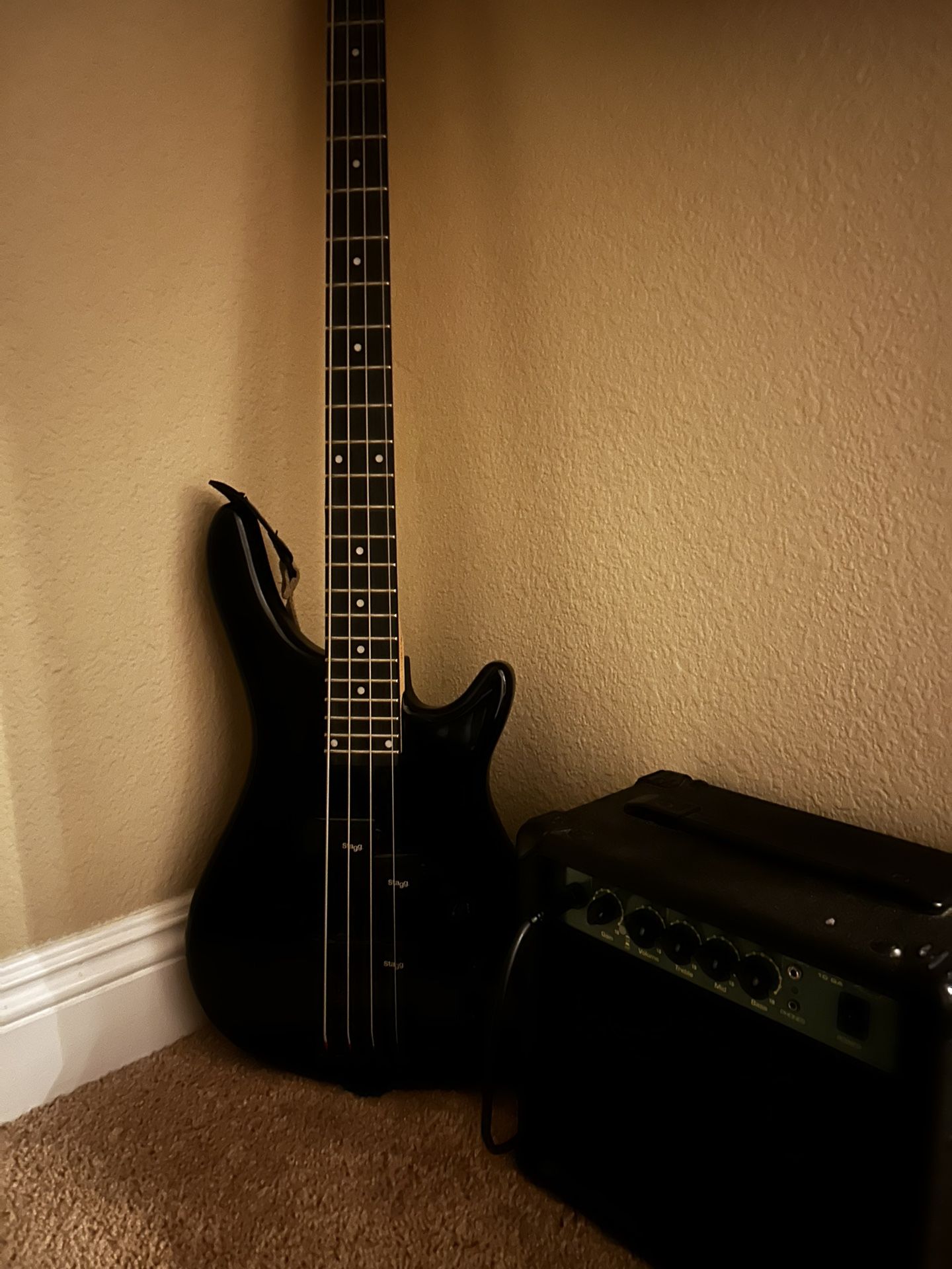 bass guitar + amp