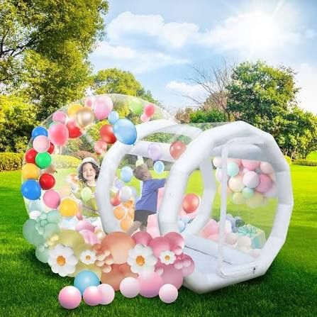  10FT Inflatable Bubble House Dome For Kids, Clear PVC Bubble Tent With Tunnel 