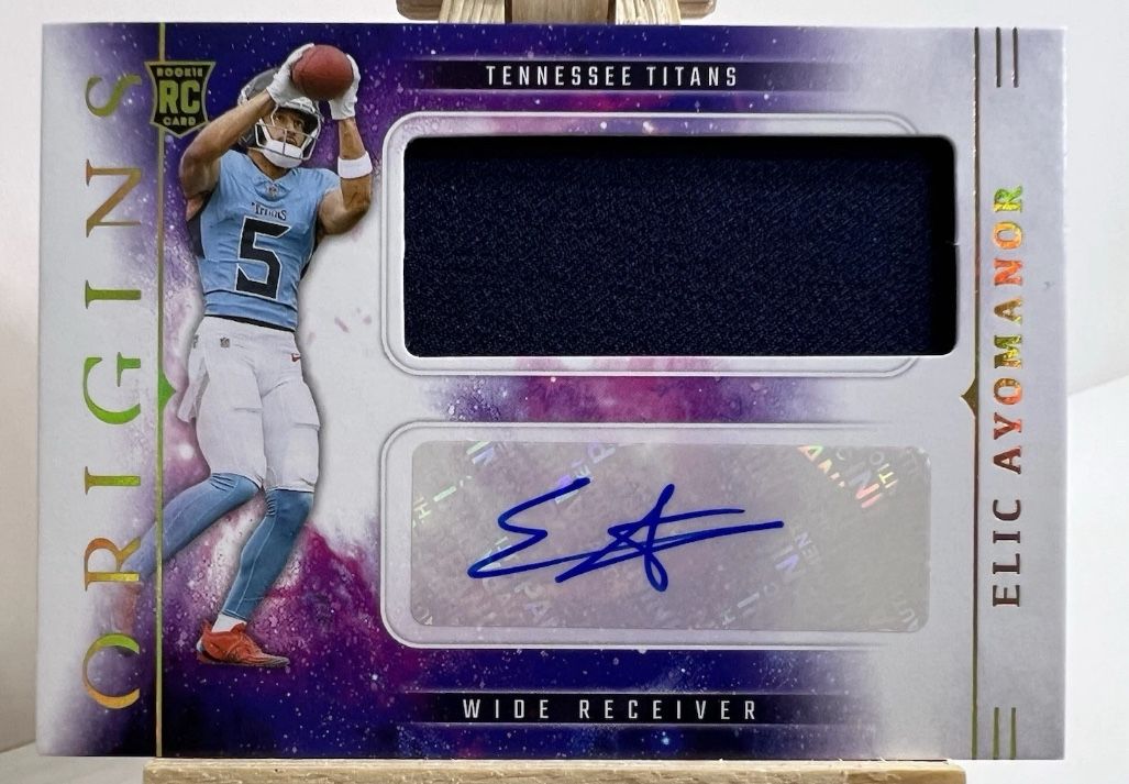 2025 Panini Origins ELIC AYOMANOR Rookie Patch Auto RC RPA Titans