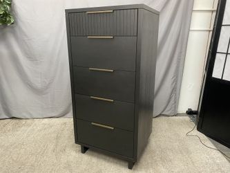 Manhattan Dark Grey & Bronze Modern Tall 5-Drawer Dresser