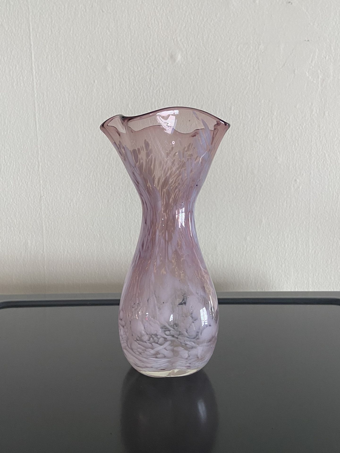 pink cloudy glass vase