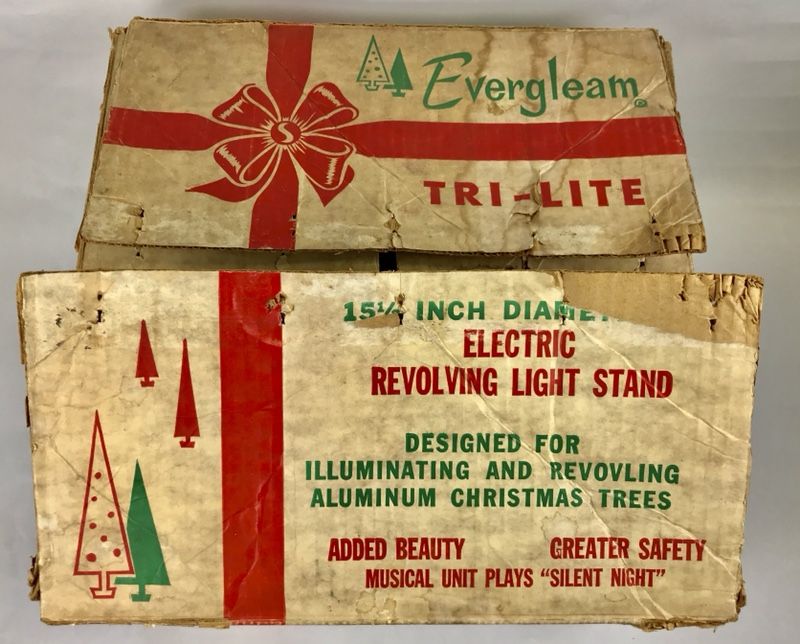 Vintage Evergleam TriLite Revolving 4 Color Aluminum Christmas Tree
