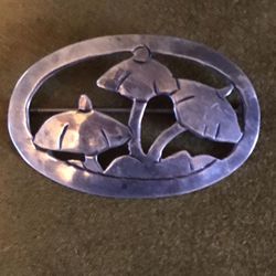 Sterling Silver Mushroom Brooch 