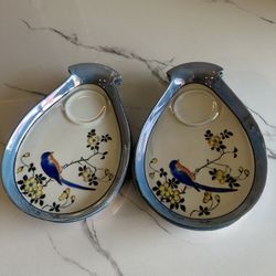 8 Seiei & Co Japanese Lusterware Porcelain Hand Painted biscuit plate 9”x6