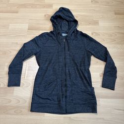 Athleta Hoodie Womens Small Gray Full Zip Up Knit  Sweater Jacket Warmup Gym