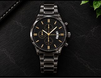 Geneva Chronograph Watch Black & Gold